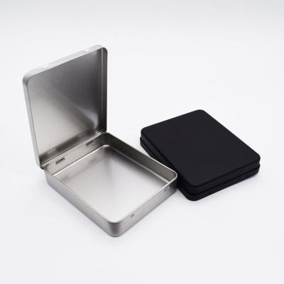 China Black Printing Square Hinged Portable Card Storage 109x88x19mm Custom Made Eco-friendly Tin Cigarette Case for sale