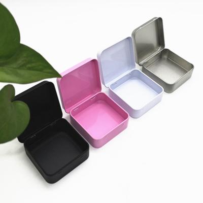 China Condom Tin Of Whit Black Square Hinged Lid Food Grade Small Jewelry Candy Top Pink Custom Gift Storage for sale