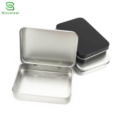 China Custom Printed Silver Food Grade Stock/Cosmetic/Black Metal Tin Can Box Game Card Storage Hinge for sale