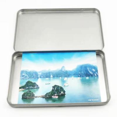 China Food Grade 177*107*15mm Large Thin Hinged Lid Metal Tin Box /Case For Cosmetic Postcard/Brush/Pencil for sale