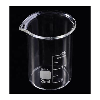 China 5Pcs Lab Measuring Cup Glass Beaker Set Borosilicate Glass Lab Measuring Cup Glassware School Study Lab Glass Beaker Set 5/10/25/50/100ml for sale