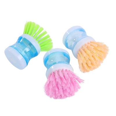 China Sustainable Home Kitchen Utensils Cleaning Products Plastic Pot Dish Cleaning Brush Kitchen Dish Washing Brush With Liquid Soap Dispenser for sale