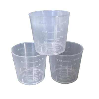 China PP Resin Cups50ml Viable Plastic Measuring Cups Beakers Transparent Liquid Measuring Cups for sale