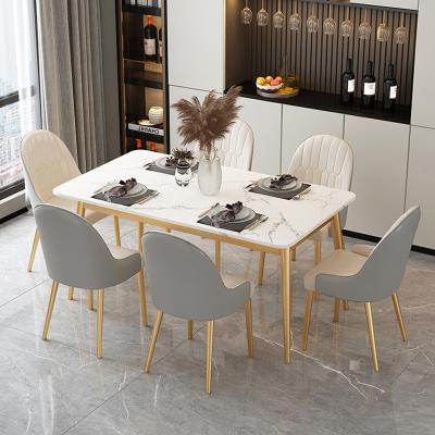 China (Other)Wholesale Adjustable Modern Luxury Marble Top Rectangle Hotel Dining Table Set And 6 Chairs With Furniture Legs for sale