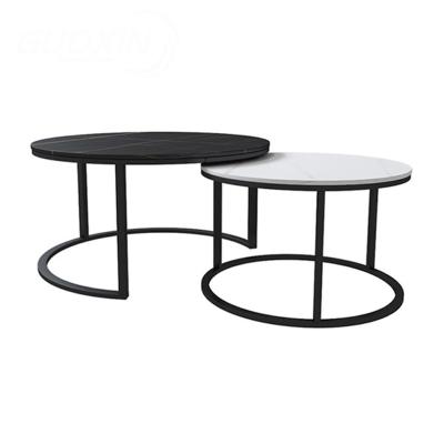 China Hot Sale Adjustable Minimalist Circular Modern Black Marble Side Coffee Tables (Others) Small for sale