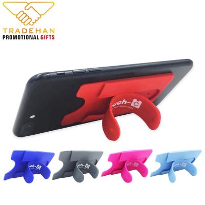 China Eco-friendly custom logo silicone mobile phone credit card holder stand holder for sale