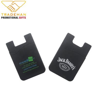 China Customized Eco-friendly Logo Phone Holder Printed Mobile Phone Silicone Credit Card Holder Pouch for sale