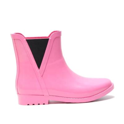 China New Waterproof Chelsea Style Short Rainboots With Elastic For Women Ankle Rain Boot for sale