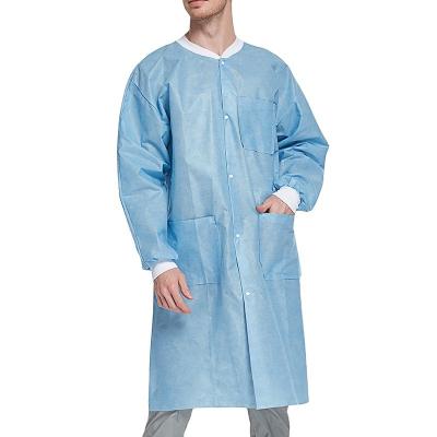 China Nonwoven disposable Laboratory coat 3-layer SMS Full Length Lab Coat for sale