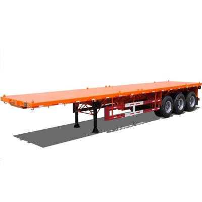 China Truck Trailer 3 Axle 50ton 60 Ton 100ton Heavy Duty Flat Bed Transport Container Semi Trailer for sale