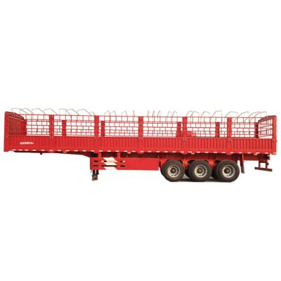 China Truck Trailer 3 Axles 40tons Side Wall Barrier Cargo Semi Trailer Truck Trailer With Detachable Barrier for sale