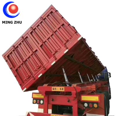 China China 3 Axle Semi Truck Trailer Truck Dump Side Semi Trailer For Road Construction for sale