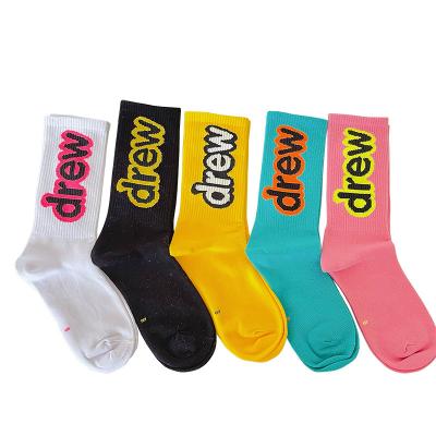 China Breathable Fashion English Letter Multiple Colors Stockings Medium Ventilation Sweat Absorption Socks for sale