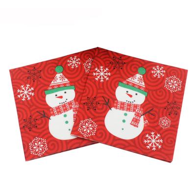 China 2021 Full Color Latest Design Printed Printed Paper Napkins For Christmas Dinner Christmas Cheap Paper Napkin for sale