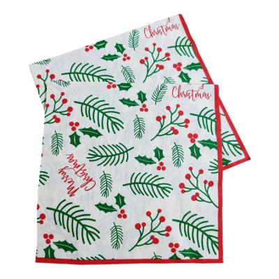 China 2021s Merry Christmas Printing Napkin 2plys Restaurant Printed Pure Wood Pulp Napkin for sale