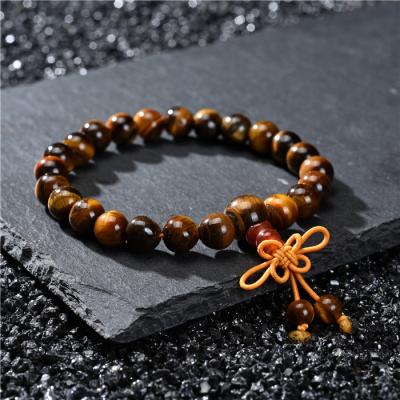 China FASHIONABLE Natural Stone Tiger Eye Stone Bracelet 8mm Bead New Arrival Elastic Rope Bracelet Men for sale