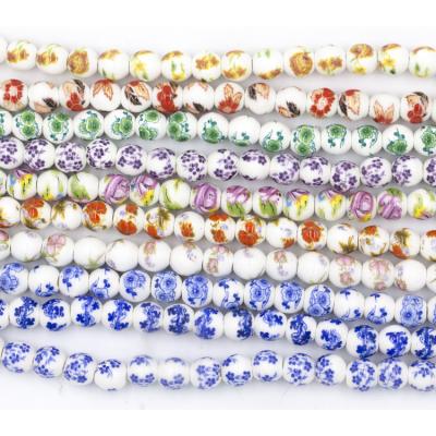 China Beads For Jewelry Making Wholesale 8mm Size Glass Crystal Beads Hand Painted Porcelain Loose Beads for sale