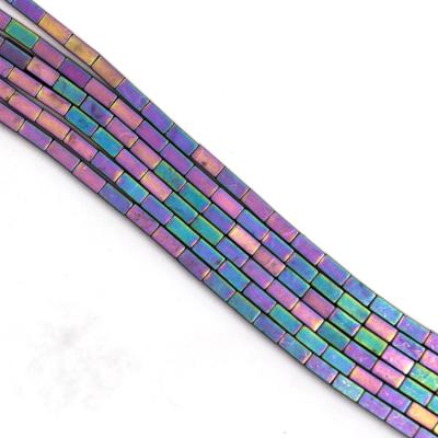 China Natural Cube Shape Hematite Stone in Matte Rainbow Color Hematite Beads Bracelet Wholesale 2*2*2mm Size for sale