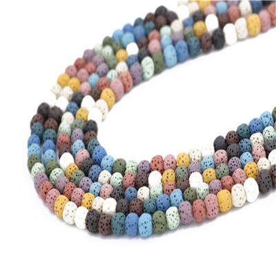 China 2021 fashion colorful natural stone lava round loose rock lava stone for jewelry making for sale