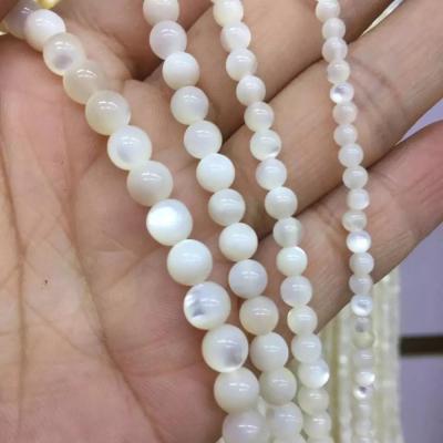 China Jewelry making high quality natural loose bead 4mm-12mm white pearlescent cool beadsstrands for jewelry making for sale