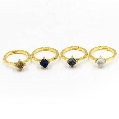 China New Fashion Design High Quality Gold Plated Druzy Rings With Crystal Gemstones Agate for sale