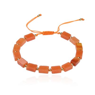 China CLASSIC Wholesale Natural Aventurine Bracelet With Copper Beads Macrame Adjustable Bracelet for sale