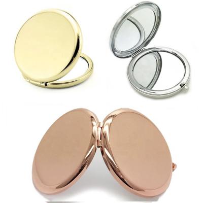 Китай Metal Double Sided Portable Makeup Pocket Custom Hand Mirror Around Mini Sliver Rose Gold Mirror продается