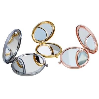 Chine Lit No Logo Round Metal Mirror Mini Pocket Makeup Mirror Small Double Sided Folding Hand Mirror Small à vendre