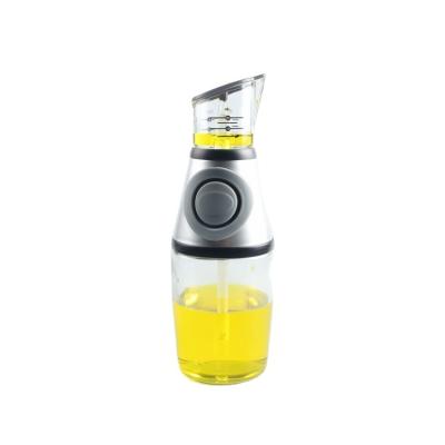 China Empty Freshness Preservation 250ml 8.5oz Press And Measure Glass Oil Vinegar Dispenser Bottle For Kitchen for sale