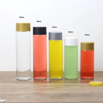 China Hot Sale Viable Glass Water Bottle Right Side Fruit Tea Bottle With PE Lid 250ml 300ml 350ml 400ml 500ml 800ml for sale