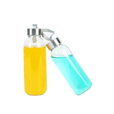 China Custom Round Sports Water 150ml 300ml 420ml 500ml Glass Water Bottle With Cap for sale