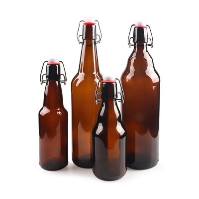 China Beverage Wholesale 330ml 750ml Flip Top Empty Brown Glass Beer Bottle for sale