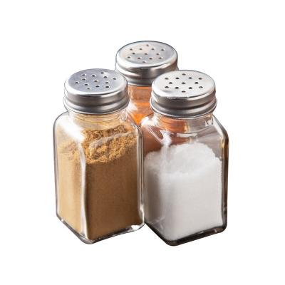 China Clear Glass Spice 75ml Square Spice Seasoning Bottle For Pepper Chilli Tuzluk With Cap for sale