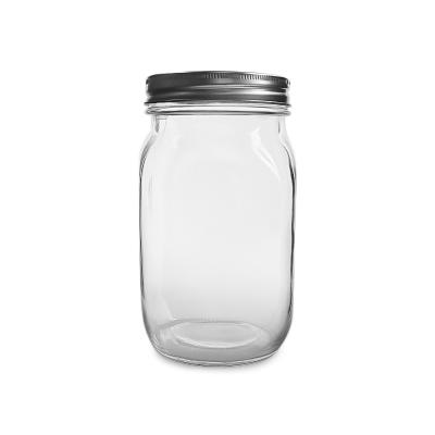 China Promotion Single Open Square Mason Food Storage Container 980ml 1000ml 1 Liter 32oz Mouth Glass Jar With One Pieces Silver Lid for sale