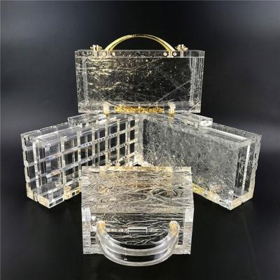 China Fashionable.Popular.Ladies.Wedding.Engagement New Designer Fashion Clear Ice Split Transparent Acrylic Crystal Party Wedding Evening Bags Clutch Purses For Women for sale