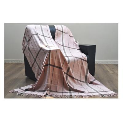 China Anti-pilling Poncho Throw Blanket PHOENIX Woven Living Room Adults 100% Cashmere Feel Plaid Tartan By Polybag Acrylic BLUE Geometric for sale