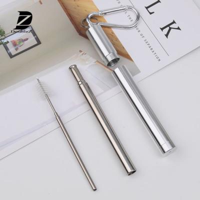 China Custom Reusable Disposable Food Grade Stainless Steel Straw Metal Folding Drinking Straws With Brush Collapsible Straws for sale