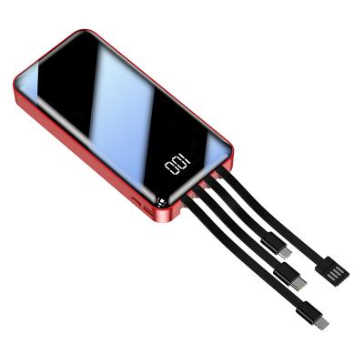 China 20000mAh Fast Charging Support Wholesale LCD Display Power Bank, Power Banks with Built-in Cable and OEM Portable Charger for Mobile Phone for sale