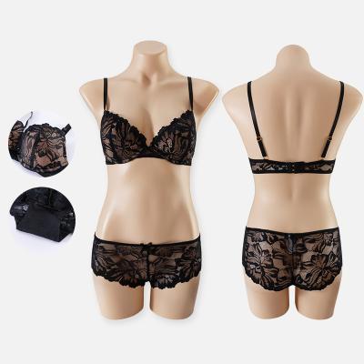 China Luxury high quality black QUICK DRY supplier 90%nylon 10%spandex lace and nude hippie pump cup bra and set for sale