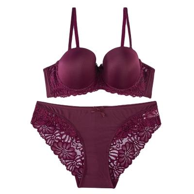 China Supplier Fancy Free QUICK DRY Bra Sets Luxury 1/2 Cup Lace and Hippie T-Shirt Bra and Micro Tanga Set for sale