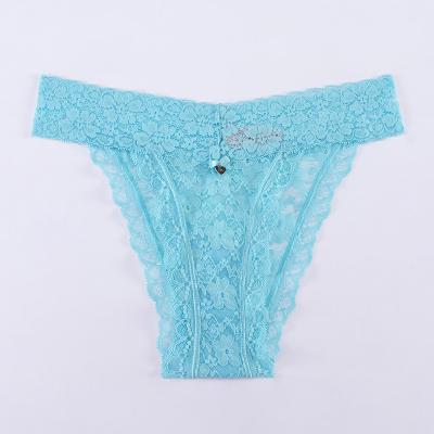 China Breathable OEM Briefs Ladies Slace Knitted Neon Colors Briefs 90%Nylon 10%Elastane Braid Lace Panties for sale