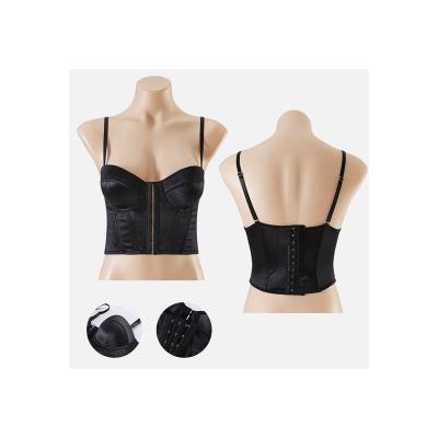 China Hot Selling Tight And High Quality 3/4 Cup Black Cf Hook And Eye Satin Long Line Pump Molded Cup Bustier for sale