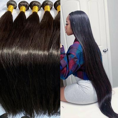 China Strengthen Remy Natural Human Hair Weft Extension Wholesale Straight 40 Inch Brazilian Raw Virgin Hair Weave Bundles With Closure Set for sale