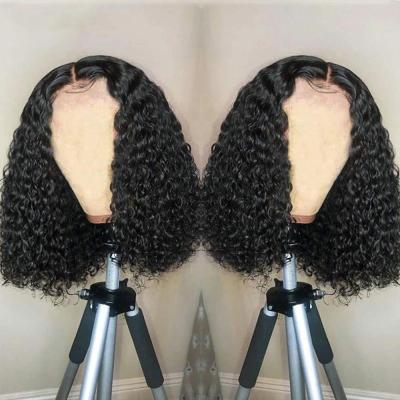 China Loose Curly Full Lace Short Bob Curly Hair Wig Afro Brazilian Virgin Raw Curly Hair Wigs For Black Women for sale