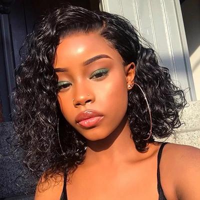 China AFL Curly Curl Pre Plucked Full HD Lace Water Wave Wig Hair Bob Pixie Cut Short Hair Brazilian Curly Wig Raw For Black Women for sale