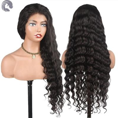 China Wholesale Raw Virgin Deep Wave Cuticle Aligned Hair Natural Loose Wave 40 Inch Full Hair Lace Wig Vendors for sale