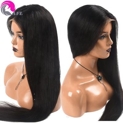 China Wholesale price 40 inch raw virgin brazilian cuticle wave AFL straight lined human hair straight hd 360 lace frontal wigs for sale