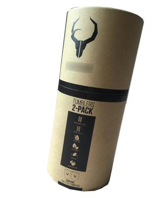 China Recyclable Biodegradable Brown Kraft Paper Tube Eco - Friendly Gift Box Used Two 12 Oz Tumblers Packaging for sale