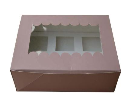 China Recycled Materials Lace Cupcake Box With Clear PVC Window To Design Cheap Cupcake Boxes And Custom Insert Decorative Cupcake Box for sale