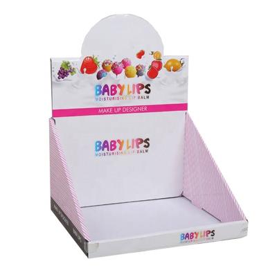 China Recyclable Custom Printing Corrugated Cosmetic Boxes Lip Balm Folding Packaging Display Box Custom Square Display Box for sale